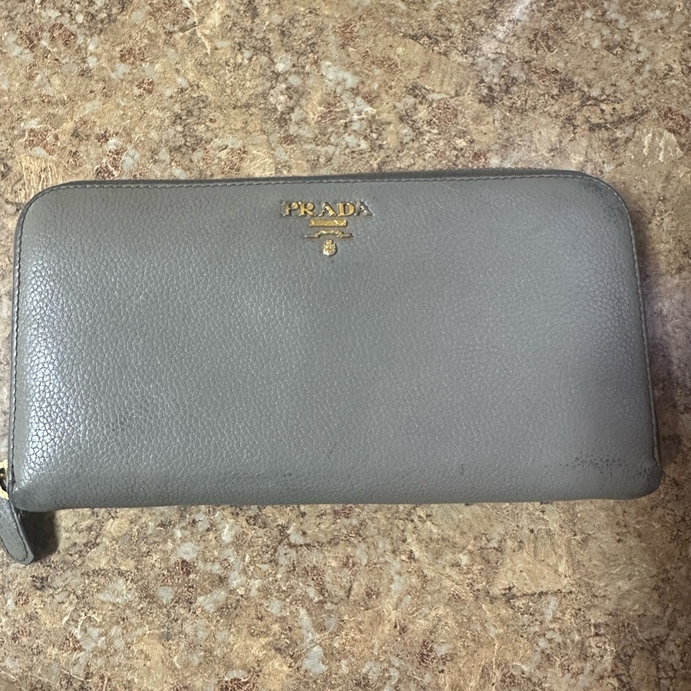 Prada Gray Leather Wallet
